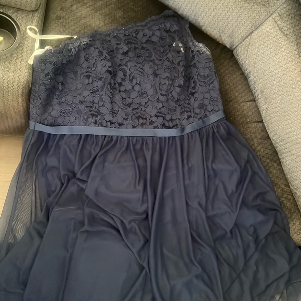One shoulder lace and chiffon David’s bridal size 18 dress